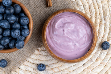 blueberry yogurt with the addition of ripe blueberries