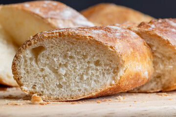 Sliced wheat bread into pieces
