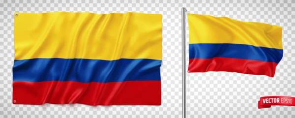 Foto op Canvas Vector realistic illustration of Colombian flags on a transparent background. © He2