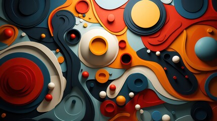 3d illustration of abstract geometric background with colorful paper cut shapes. 