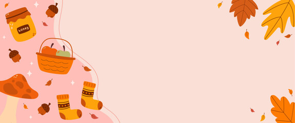 Flat autumn banner vector illustration