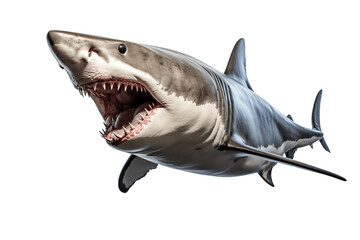 Fototapeta premium Megalodon Shark with Sharp Teeth Isolated on Transparent Background - Generative AI