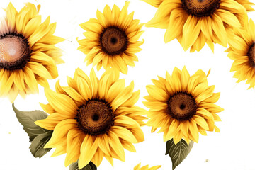 Seamless Sunflower Isolated on Transparent Background - Generative AI