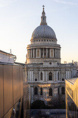 St Pauls Cathedral in London in the evening sky.