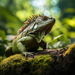 Obraz premium Iguana in its Natural Habitat, Wildlife Photography, Generative AI