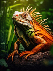 Obraz premium Iguana in its Natural Habitat, Wildlife Photography, Generative AI