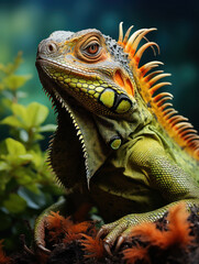 Iguana in its Natural Habitat, Wildlife Photography, Generative AI