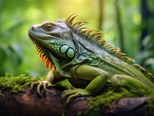 Obraz premium Iguana in its Natural Habitat, Wildlife Photography, Generative AI