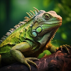 Fototapeta premium Iguana in its Natural Habitat, Wildlife Photography, Generative AI