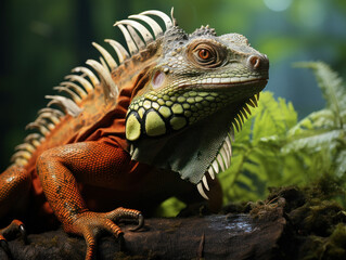 Fototapeta premium Iguana in its Natural Habitat, Wildlife Photography, Generative AI