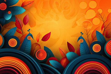 Autumn background with colorful leaves and circles. Tranquil Fall Foliage: A Captivating Thanksgiving Background