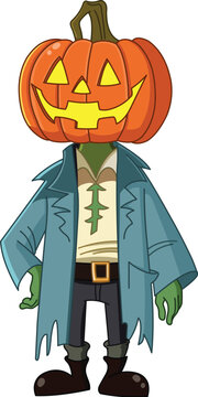 Jack O Lantern pumpkin cartoon character
