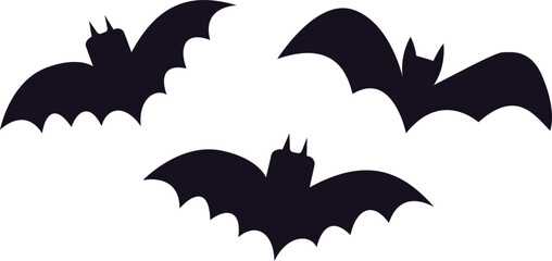 Set of cartoon black bat for Halloween holiday design elements concept.