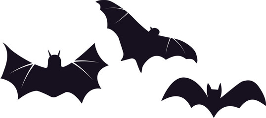 Set of cartoon black bat for Halloween holiday design elements concept.