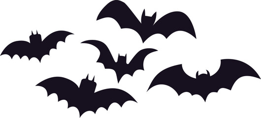 Set of cartoon black bat for Halloween holiday design elements concept.