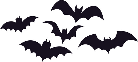 Fototapeta premium Set of cartoon black bat for Halloween holiday design elements concept.
