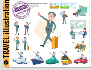 旅行に関するビジネス社長男性のセット