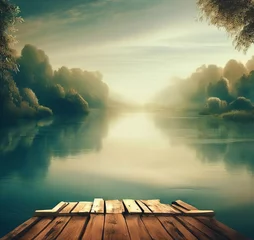 Foto op Plexiglas wooden pier on the lake © Djonata
