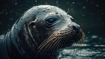 Fototapeta premium A beautiful shot of a sea lion seal.