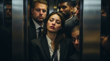 Business people in an elevator