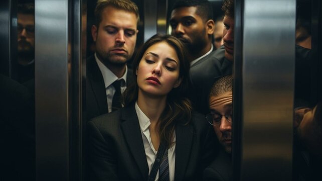Business people in an elevator