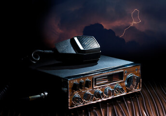 Ham radio with storm behind