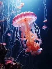 Obraz premium Jellyfish in its Natural Habitat, Wildlife Photography, Generative AI