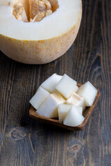 Ripe delicious melon during dessert cooking