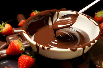 Sinful Chocolate Fondue, Melted Chocolate for Dipping