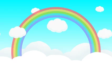 Poster もくもく雲と虹のイラスト © enn_mayu