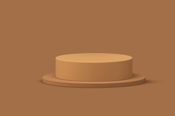 3d cylinder step podium pedestal beige neutral showcase for product commercial presentation vector