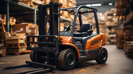 forklift in warehouse.Generative Ai