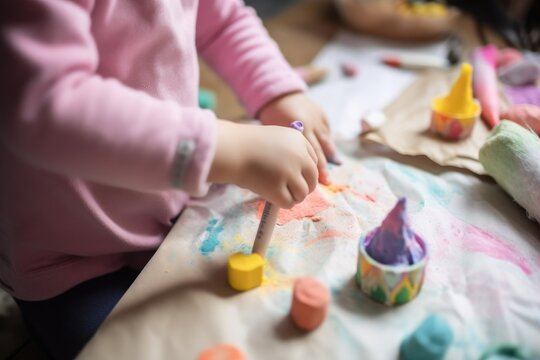 cropped shot of an unrecognizable young girl making art with pastel chalk at a creative playgroup
