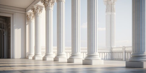 Fototapeta premium AI Generated. AI Generative. White collonade architecture landmark design exterior building background. Graphic Art