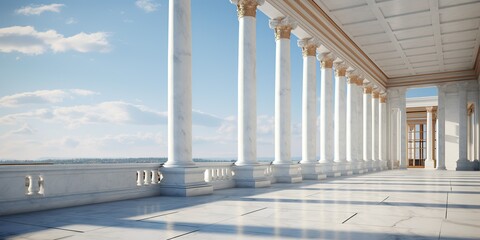 Fototapeta premium AI Generated. AI Generative. White collonade architecture landmark design exterior building background. Graphic Art