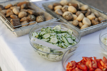 salad buffet at a wedding reception
