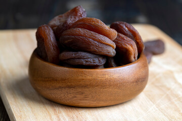 Naturally dried ripe apricots, close up