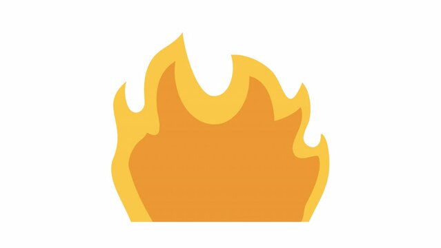 Fire flames 2D object animation. Combustion conflagration. Campfire igniting. Hot burning bonfire flat cartoon 4K video, transparent alpha channel. Flammable fire animated icon on white background