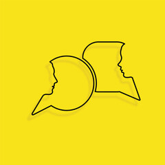 Man and woman outline speech bubbles