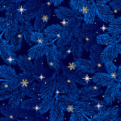 Seamless pattern with fir branches. Christmas and New Year background. - 640632321