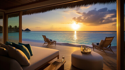 Obraz premium tropical resort pool.Generative Ai