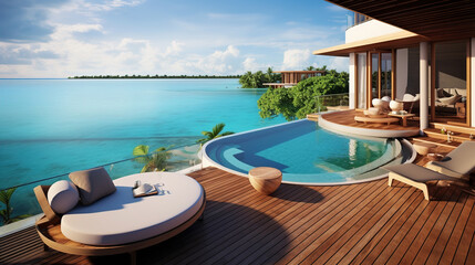 Fototapeta premium tropical resort pool.Generative Ai