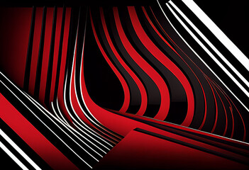 Abstract lines in black and red colors. AI Generated