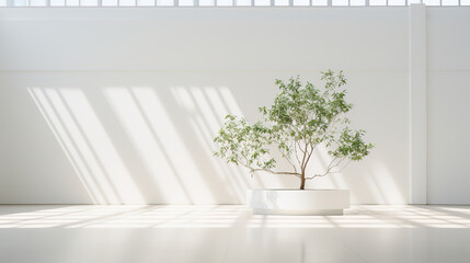 Fototapeta premium plant in the interior with white empty wall.Generative Ai