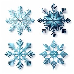 Collection of beautiful painted snowflakes on white bacground