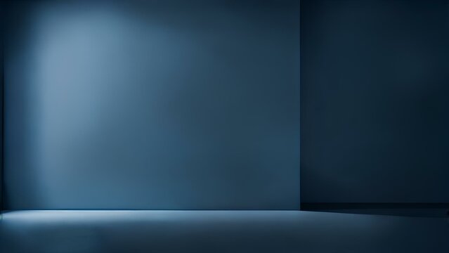 Beautiful gray-blue empty wall with lateral lighting and interesting chiaroscuro.