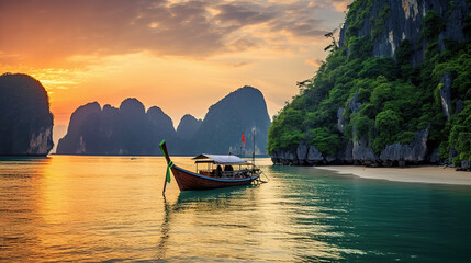 boats on the river. Generative Ai