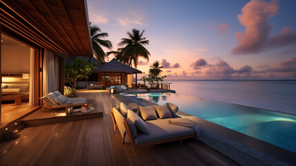 tropical resort pool.Generative Ai