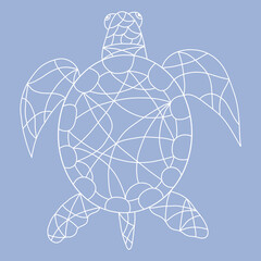 Fototapeta premium Sea Turtle Icon Isolated on Blue Background.