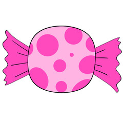 Pink candy trick or treat hand drawing